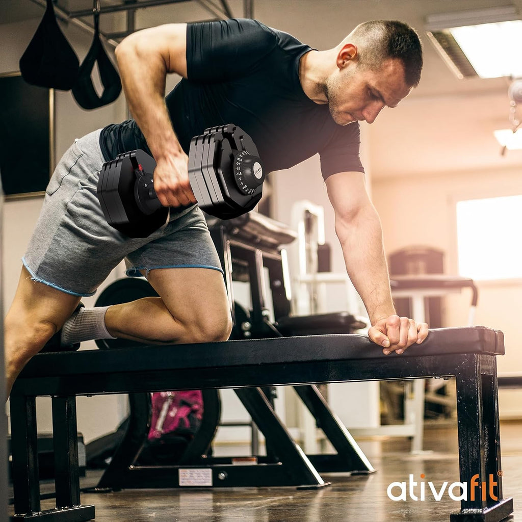 ATIVAFIT Adjustable Dumbbells Set of 2, 5–88LB Quick Adjust Free Weights with Double Safety Lock & Anti-Slip Steel Handle, Space Saving Home Gym Equipment for Full Body Strength Training