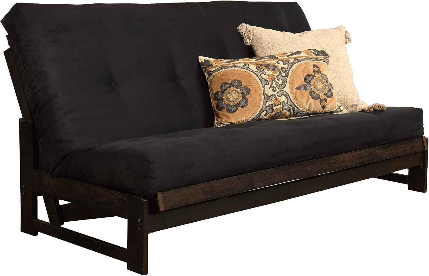 Kodiak Furniture Aspen Futon Set with Reclaim Mocha Finish, Suede Black