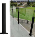 Heavy Duty Glass Balustrade Railing Post, Black Square Hallway Handrail Kit for Glass/Plastic/Wood/Acrylic Panel, Easy to Install (Color : Deep Coffee, Size : Height-65cm/25.6in)