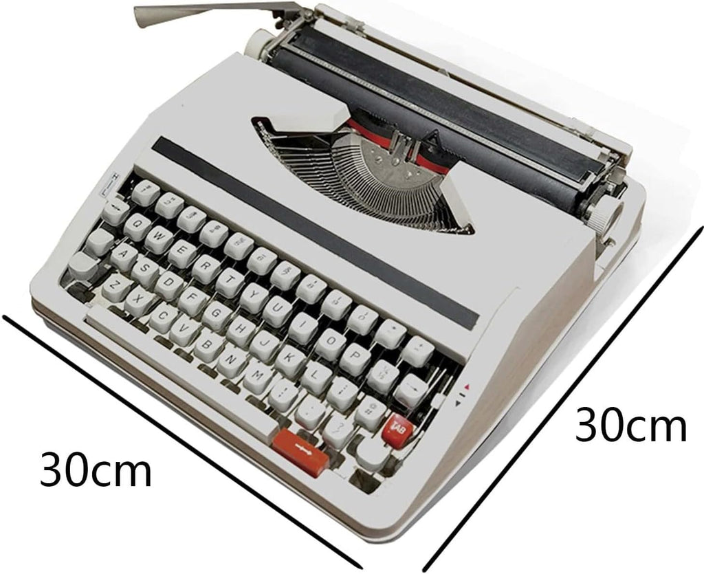 Classic Manual Typewriter, Traditional Portable Vintage Typewriter Deeply Restored by Craftsmen, Manual Typewriter for Writing, Literary Retro Collection Gift, 30 X 30 X 10 Cm,White