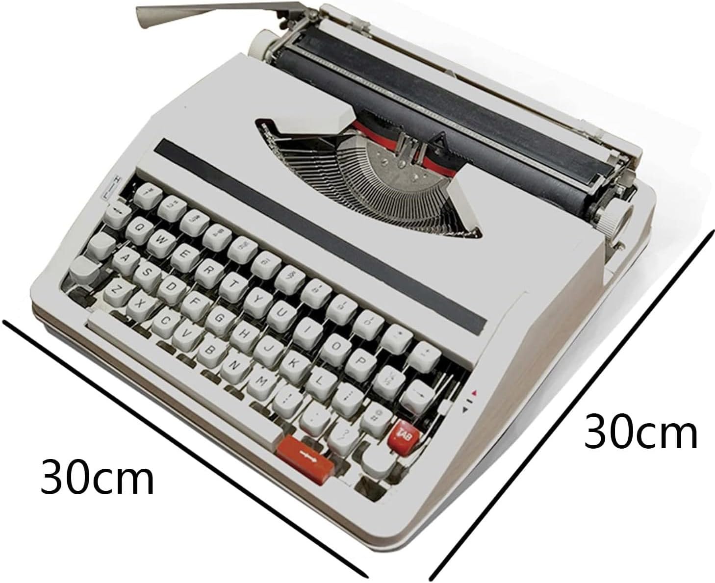 Classic Manual Typewriter, Traditional Portable Vintage Typewriter Deeply Restored by Craftsmen, Manual Typewriter for Writing, Literary Retro Collection Gift, 30 X 30 X 10 Cm,White