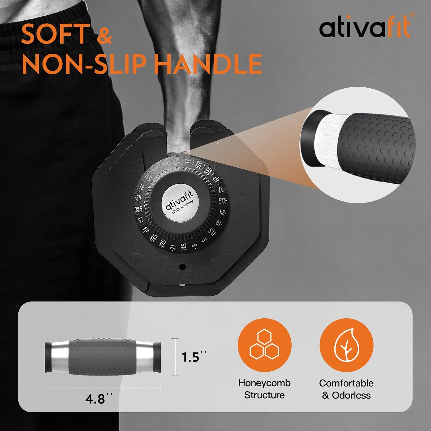 ATIVAFIT Adjustable Dumbbells Set of 2, 5–88LB Quick Adjust Free Weights with Double Safety Lock & Anti-Slip Steel Handle, Space Saving Home Gym Equipment for Full Body Strength Training