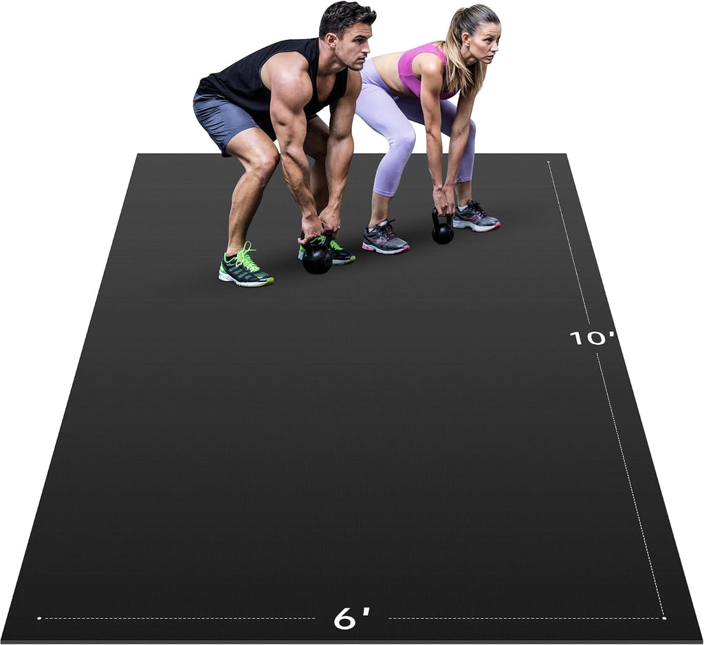 Extra Large Exercise Mat, 10' x 6'/ 8' x 6'/ 7' x 5'/ 6' x 4'- 7MM Thick Workout Mat for Home Gym, High-Density Gym Mat for Home Gym Floor, Non Slip Large Yoga Mat
