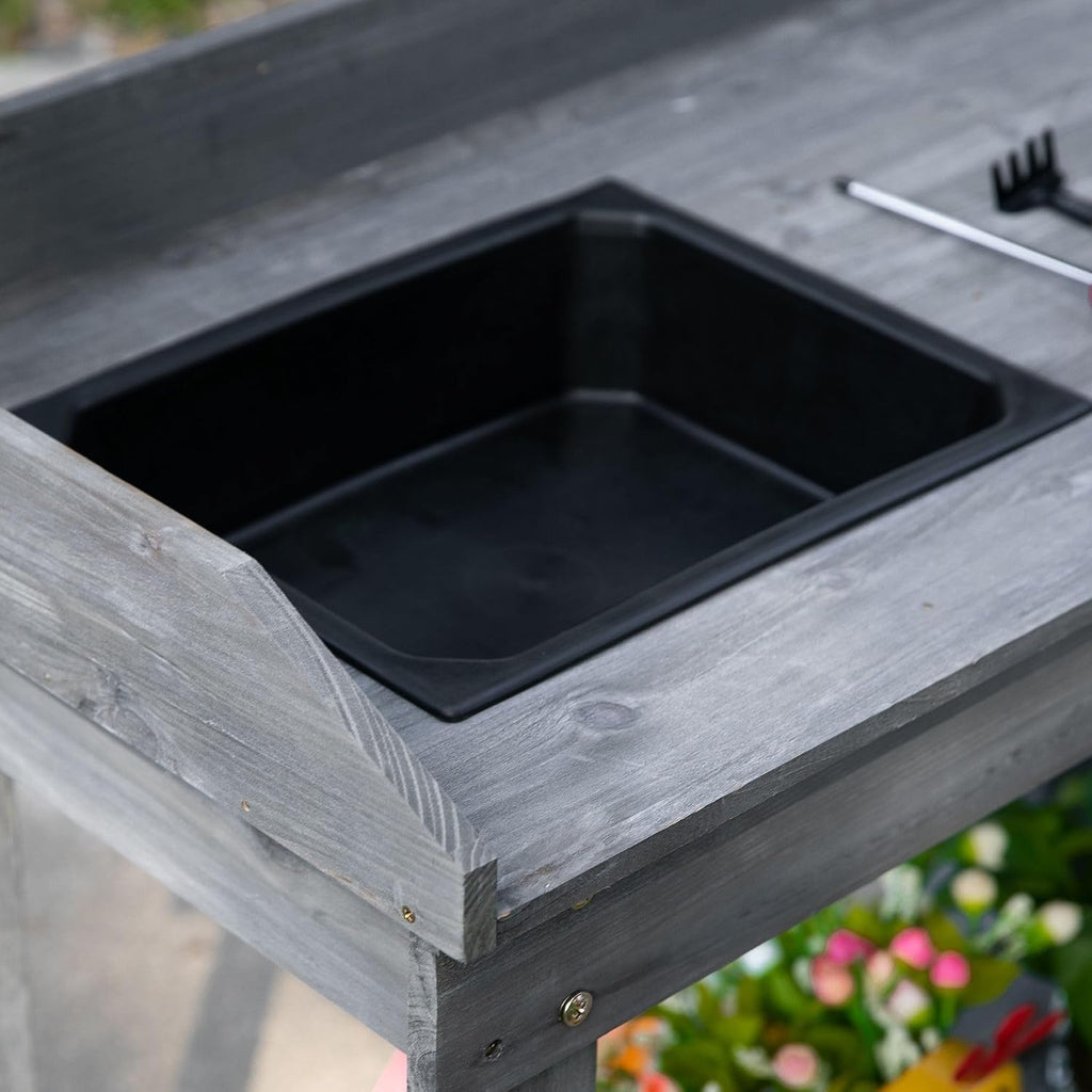 Outdoor Garden Potting Bench with Sink and Storage