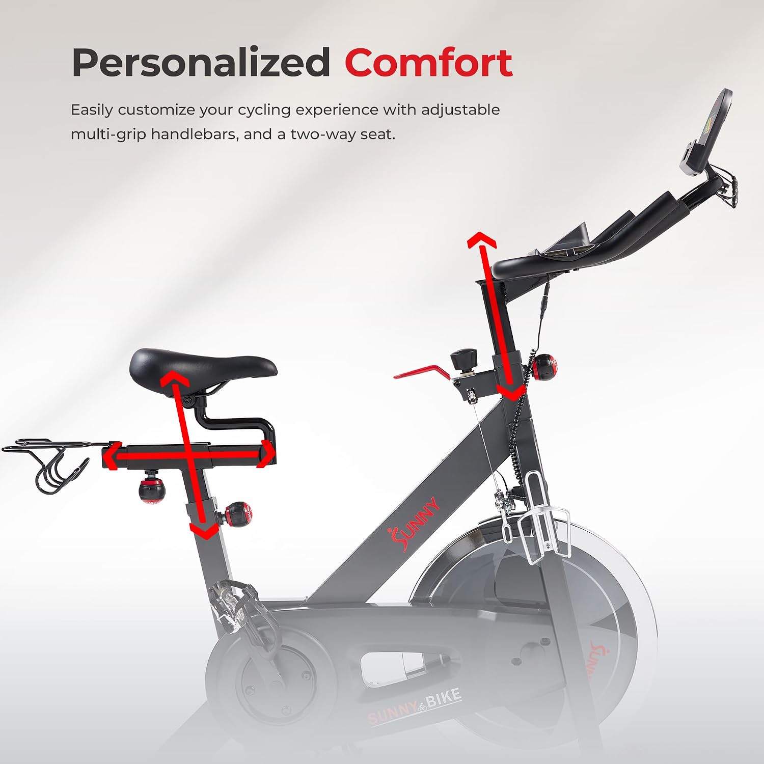 Sunny Health & Fitness Smart Cycling Exercise Bike, Free SunnyFit App Connection, Designed for Intensive Cardio Workout at Home, Adjustable Seat & Handlebar for Comfort Riding