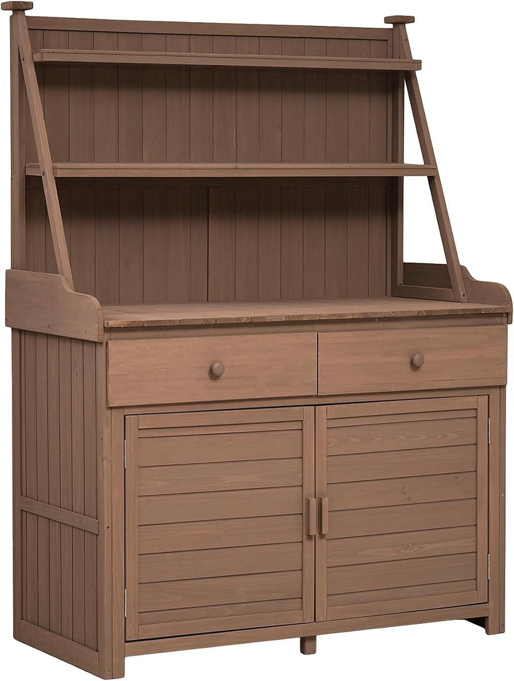 CIATRE 65-Inch Rustic Fir Wood Garden Potting Bench Table with Storage Shelf, Drawers, Cabinet & Assembly Video - Ideal for Outdoor Gardening - Enhanced Stability & Storage Solutions
