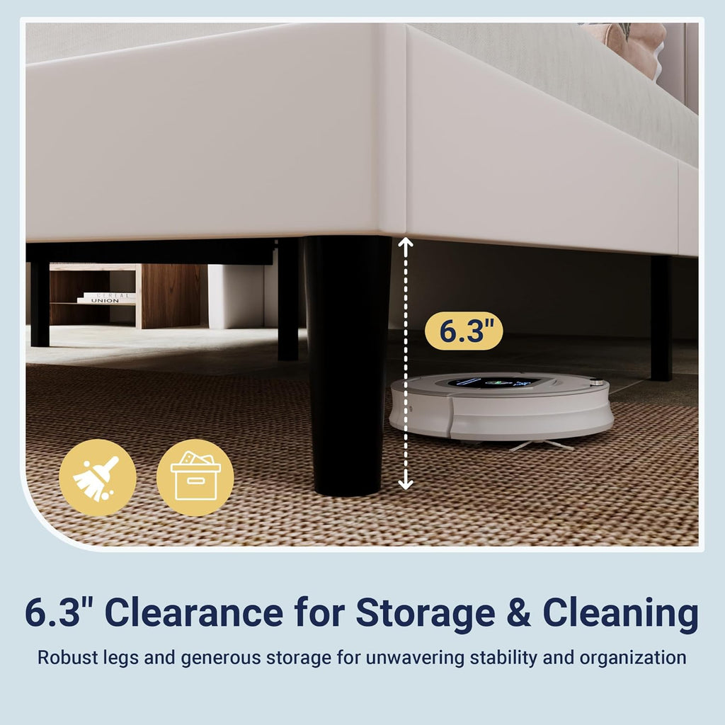Allewie Queen Size Platform Bed Frame with USB Charging Station and Storage Shelf/Upholstered Velvet Wingback Headboard/Wooden Slats Support/No Box Spring Needed/Easy Assembly, White