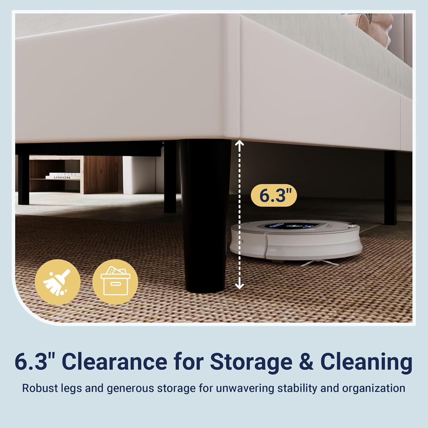 Allewie Queen Size Platform Bed Frame with USB Charging Station and Storage Shelf/Upholstered Velvet Wingback Headboard/Wooden Slats Support/No Box Spring Needed/Easy Assembly, White