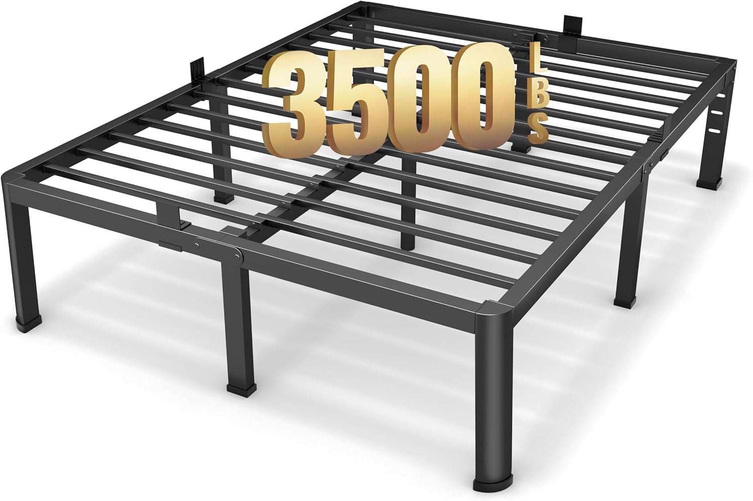 Superay 18 Inch Queen Size Metal Platform Bed Frame with Round Corners, Storage Space Under High Bed Frame-Heavy Duty Steel Slats Support, Noise Free - Easy Assembly - No Box Spring Needed