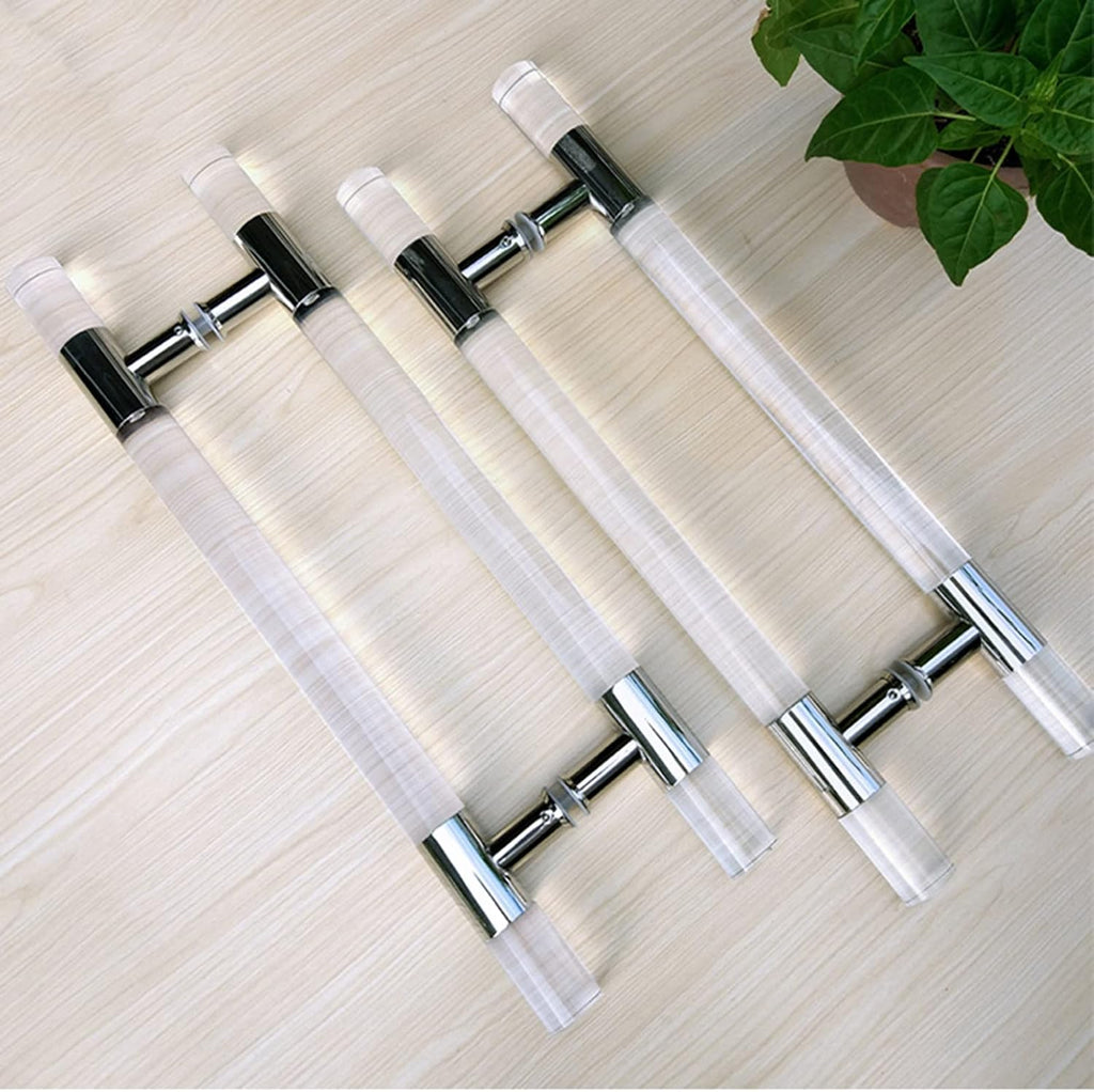 ETULLE Round Clear Door Handles Acrylic,Gold 24/34/40/60/70 Inch Long Indoor/Outdoor Push Pull French Glass Door Barn Door Handle,Entrance Gate Hardware Knob (Size :60cm/24inch)