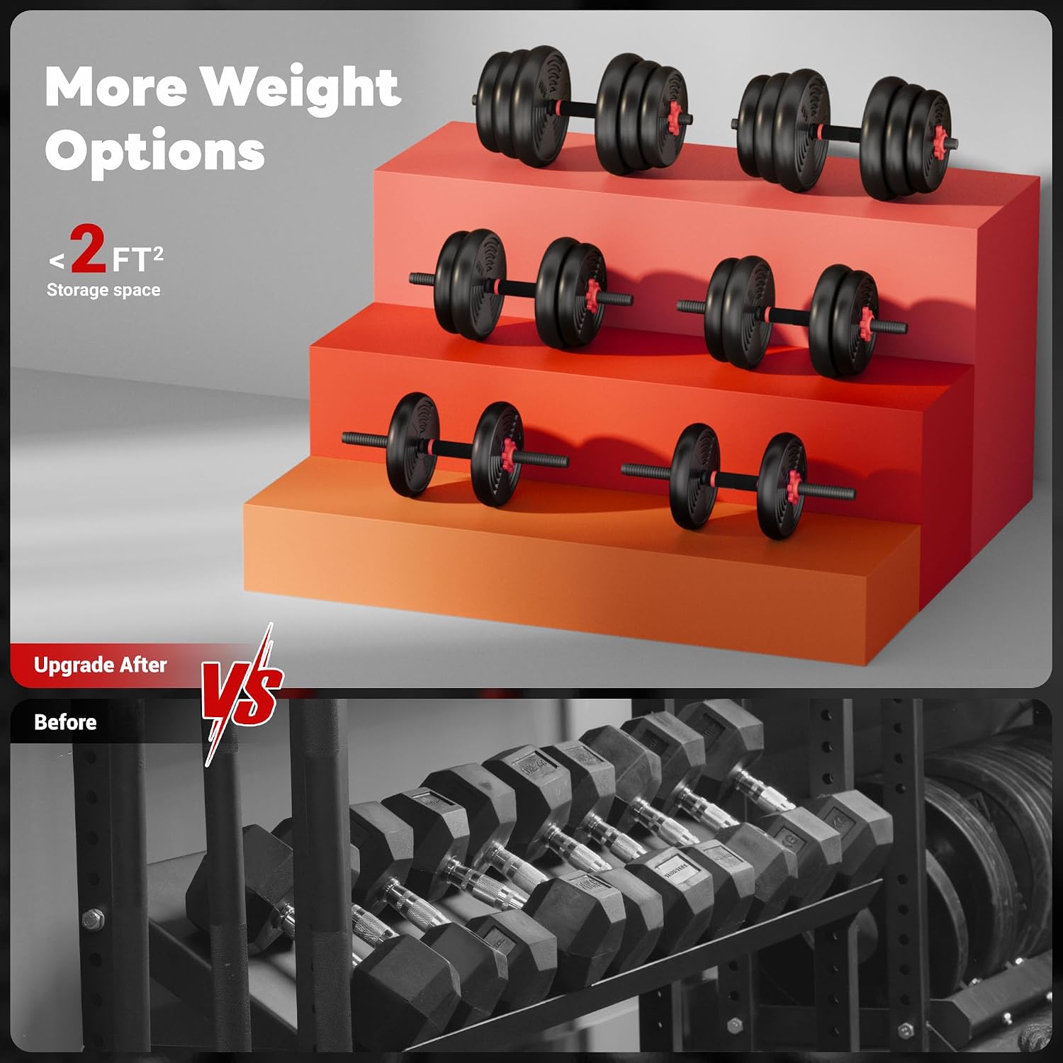 Adjustable Dumbbells, 55/77LBS Free Weight Set, 4 in 1 Dumbbell Set Used as Barbell, Kellebell, Push Up Stand, Fitness Exercise for Home Gym Suitable Men/Women