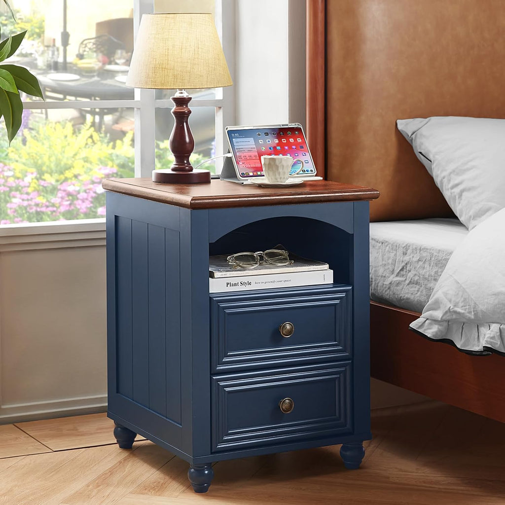 Farmhouse Dressers & Night Stand Set of 3, Wood 54' Wide 6 Drawer Dresser & 43.5'Tall Chest of Drawers, 18' with Charging Station Nightstand, Bedroom Furniture Dresser Set for Home Living Room Hallway