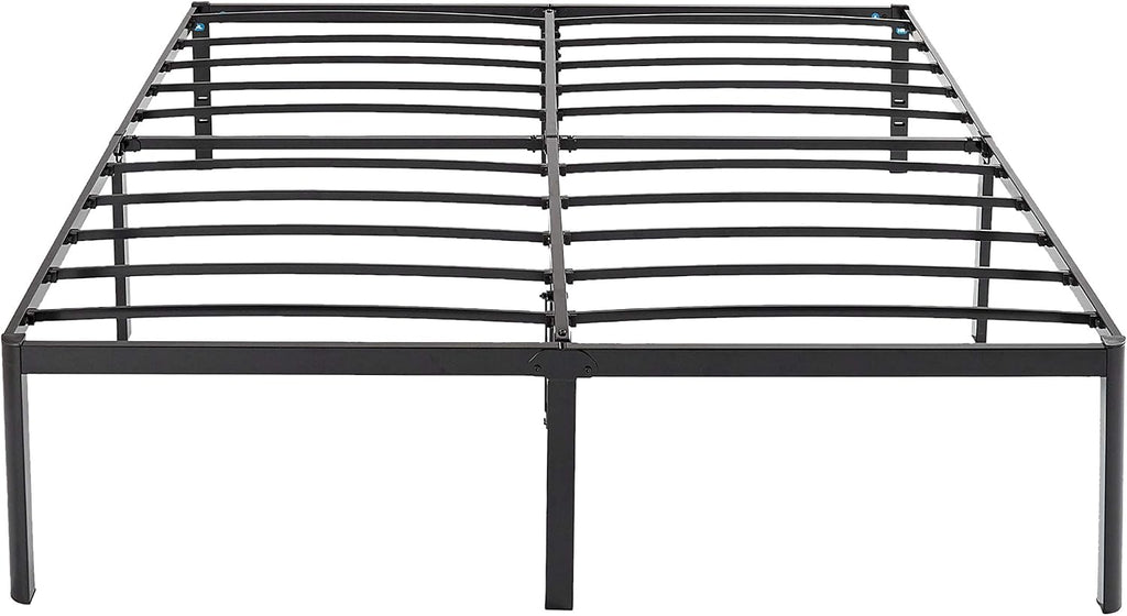 Amazon Basics Sturdy Heavy-Duty Non-Slip Platform Bed Frame, Steel Slat Support, Noise Free, No Box Spring Needed, Under Bed Storage, 18 Inch, King Size, Black