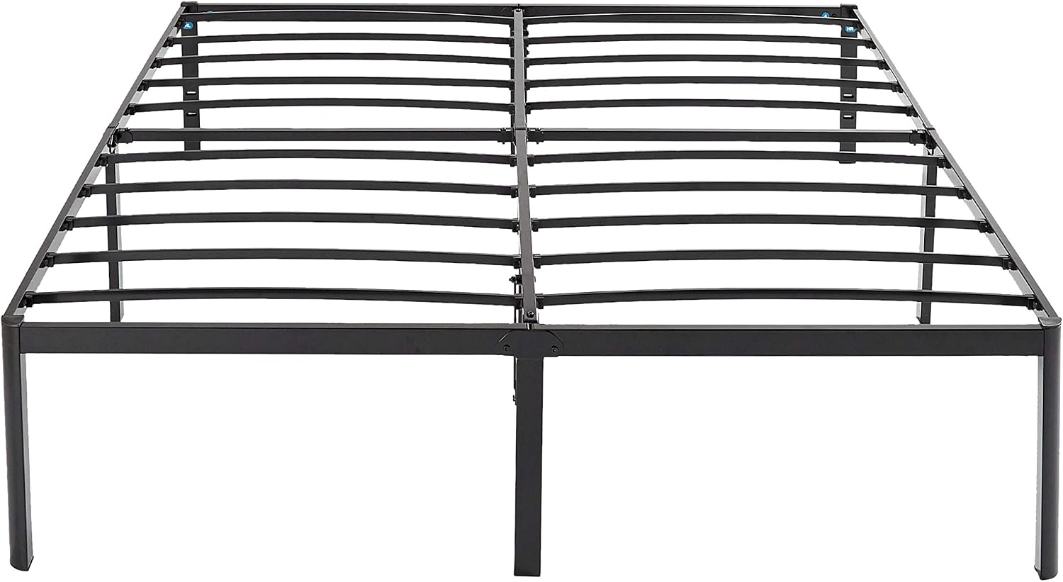Amazon Basics Sturdy Heavy-Duty Non-Slip Platform Bed Frame, Steel Slat Support, Noise Free, No Box Spring Needed, Under Bed Storage, 18 Inch, King Size, Black