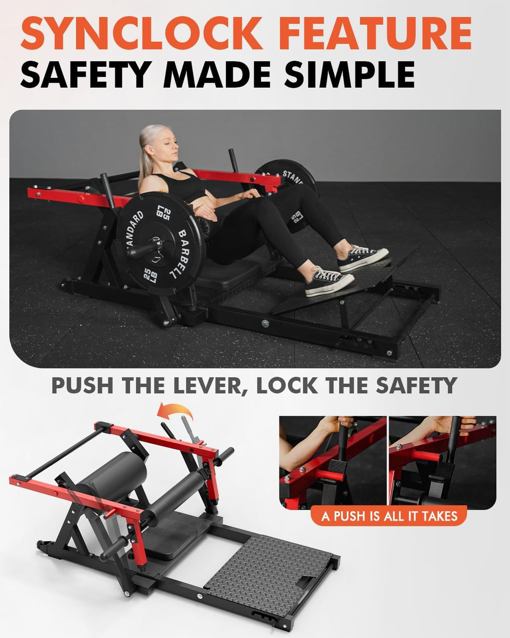 GMWD Hip Thrust Machine, 800LBS Plate-Loaded Glute Bridge Machine with Weight Holder, Heavy Duty Butt Exercise Equipment for Glute Muscles Building and Butt Shaping, Adjustable Footboard(R100LB