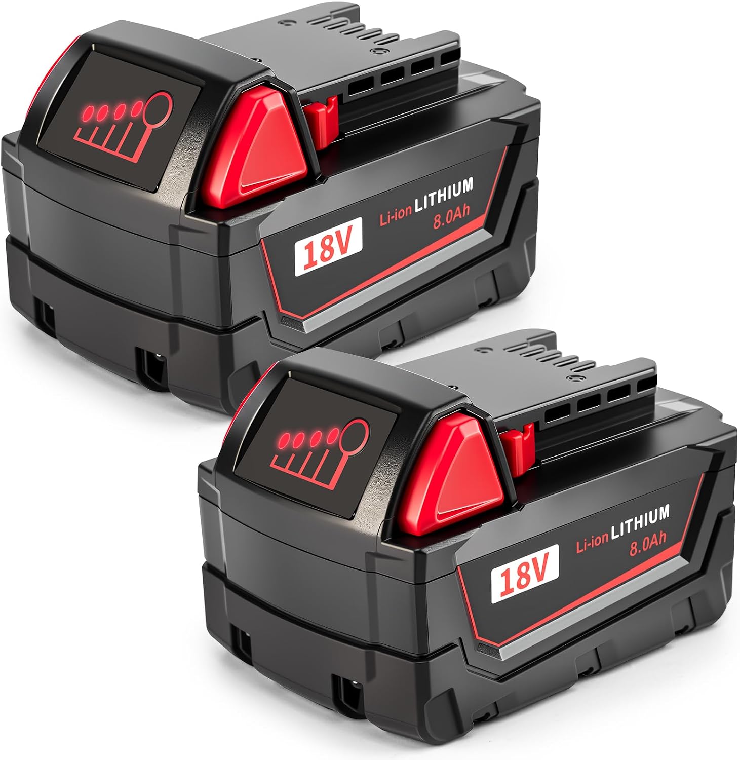 2-Pack M18 Batteries Replacement for Milwaukee 8.0Ah 18V Max Lithium-Ion, Compatible with Milwaukee 48-11-1852 48-11-1811 48-11-1815 48-11-1820 48-11-1828 48-11-1840 Cordless Power Tools