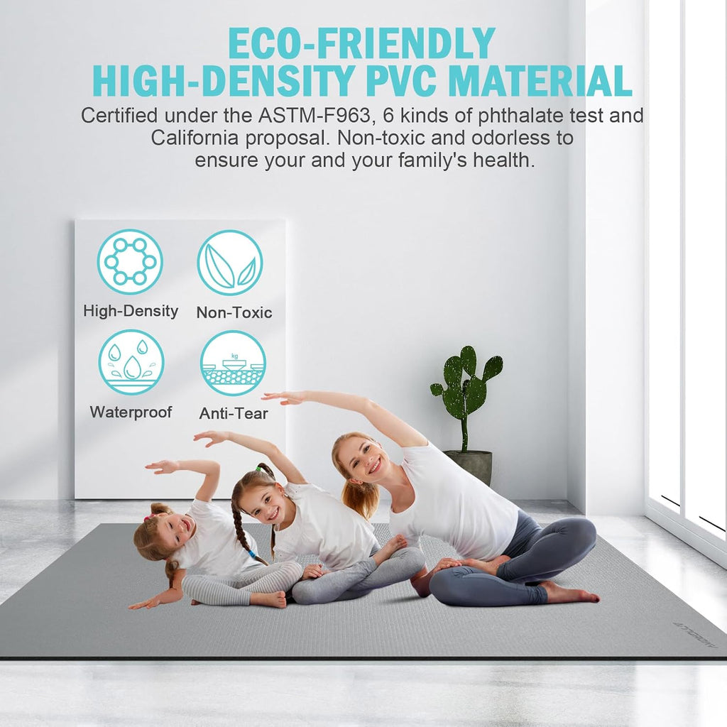 Large Exercise Mat 8'x5'|12'x6'|6'x4'|6'x2' Workout Mat for Home Gym Mats Exercise Heavy Duty Gym Flooring Fitness Mat Large Yoga Mat Cardio Mat for Weightlifting, Jump Rope, MMA, Shoe-Friendly