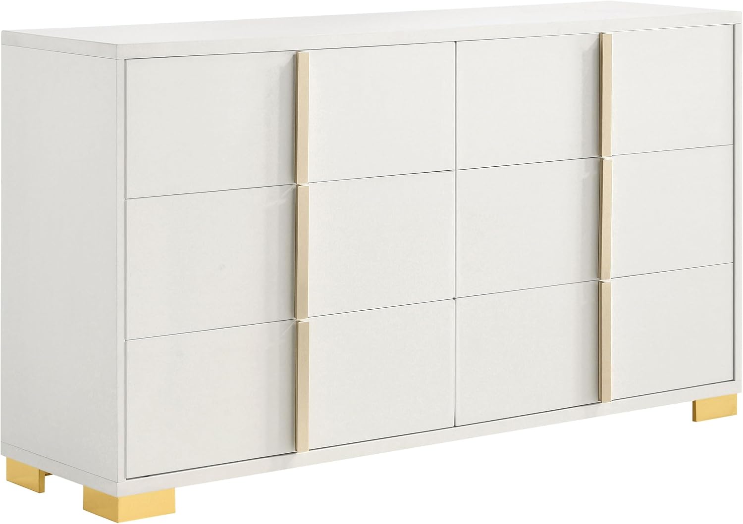 Coaster Home Furnishings Marceline Contemporary 4-Piece Bedroom Set Full Size LED Panel Bed Frame 51-inch Headboard White 222931F-S4