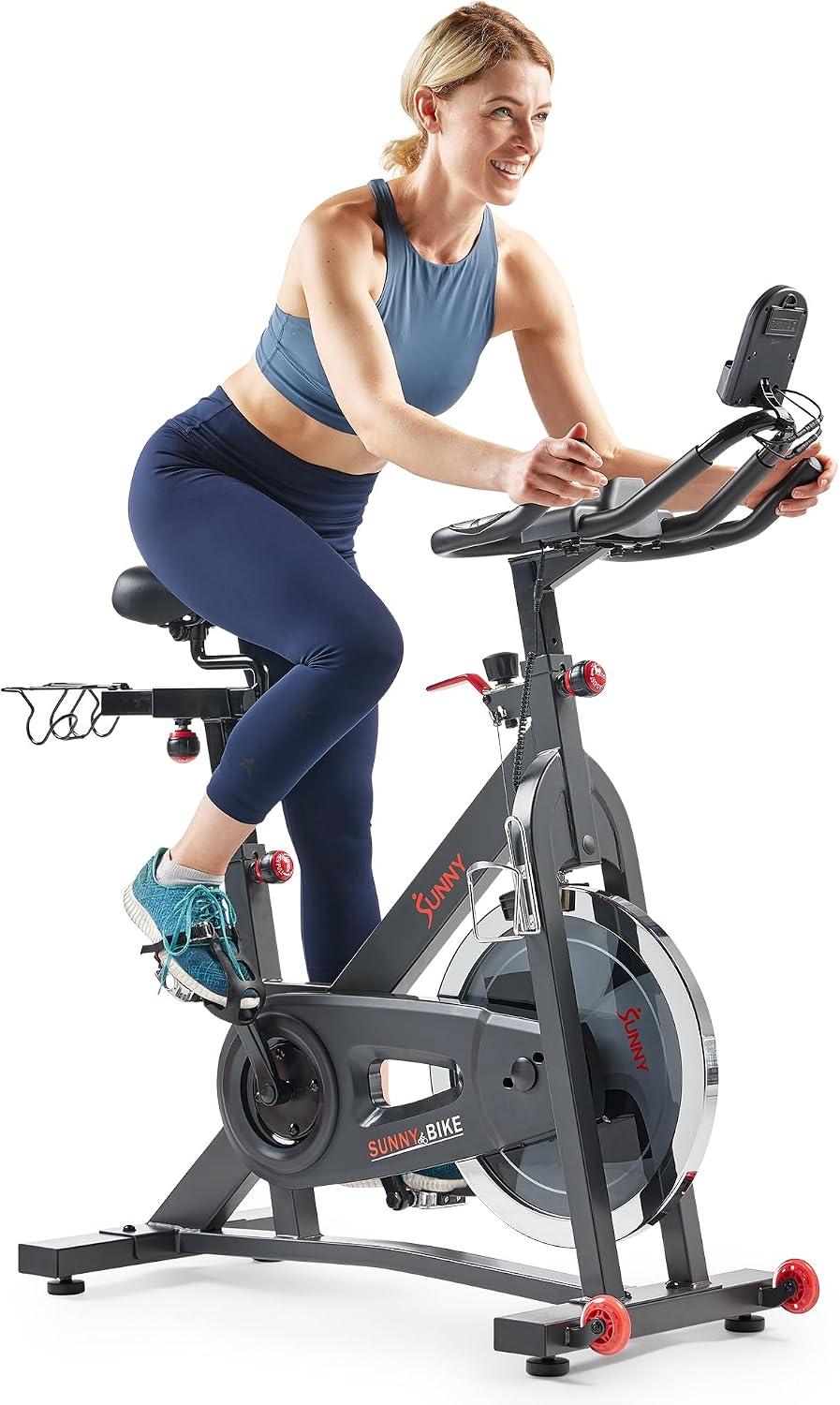 Sunny Health & Fitness Smart Cycling Exercise Bike, Free SunnyFit App Connection, Designed for Intensive Cardio Workout at Home, Adjustable Seat & Handlebar for Comfort Riding