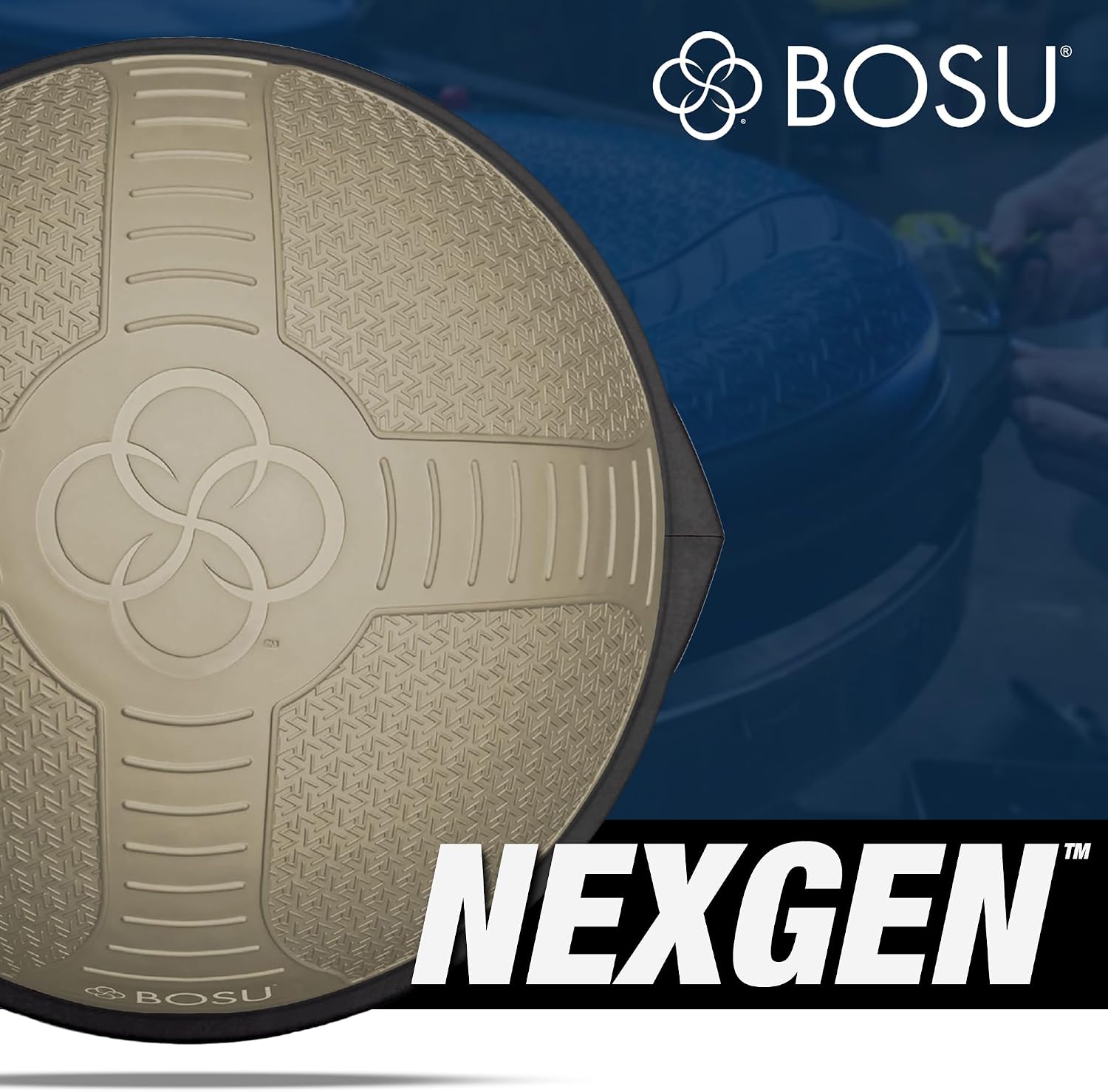 BOSU Nexgen Balance Trainer, Half-Ball Training Equipment, 65 cm Diameter, 300 lb Capacity - Burst-Resistant Stability Exercise Tool w/Non-Slip Base, Includes Hand Pump, Commercial-Grade