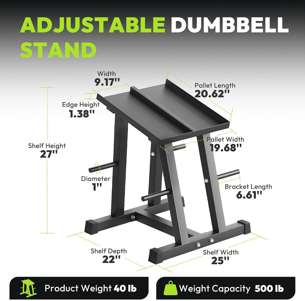 HANDBODE Dumbbell Rack, Adjustable Dumbbell Stand with 1 inch Plate Tree, Weight Rack with 500 LBS Capacity, Dumbbell Stand Holder for Adjustable Dumbbell Set, Compact Space-Saving Design for Home Gym