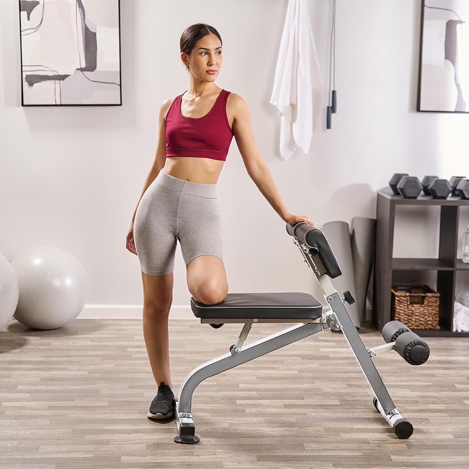 LifePro SculptTrainer Roman Chair with 330 lb Capacity — Incline Adjustable Hyperextension Bench for All-in-One Body Workout — Foldable Home Gym Back Extension Machine for Glutes, Core & Lower Back