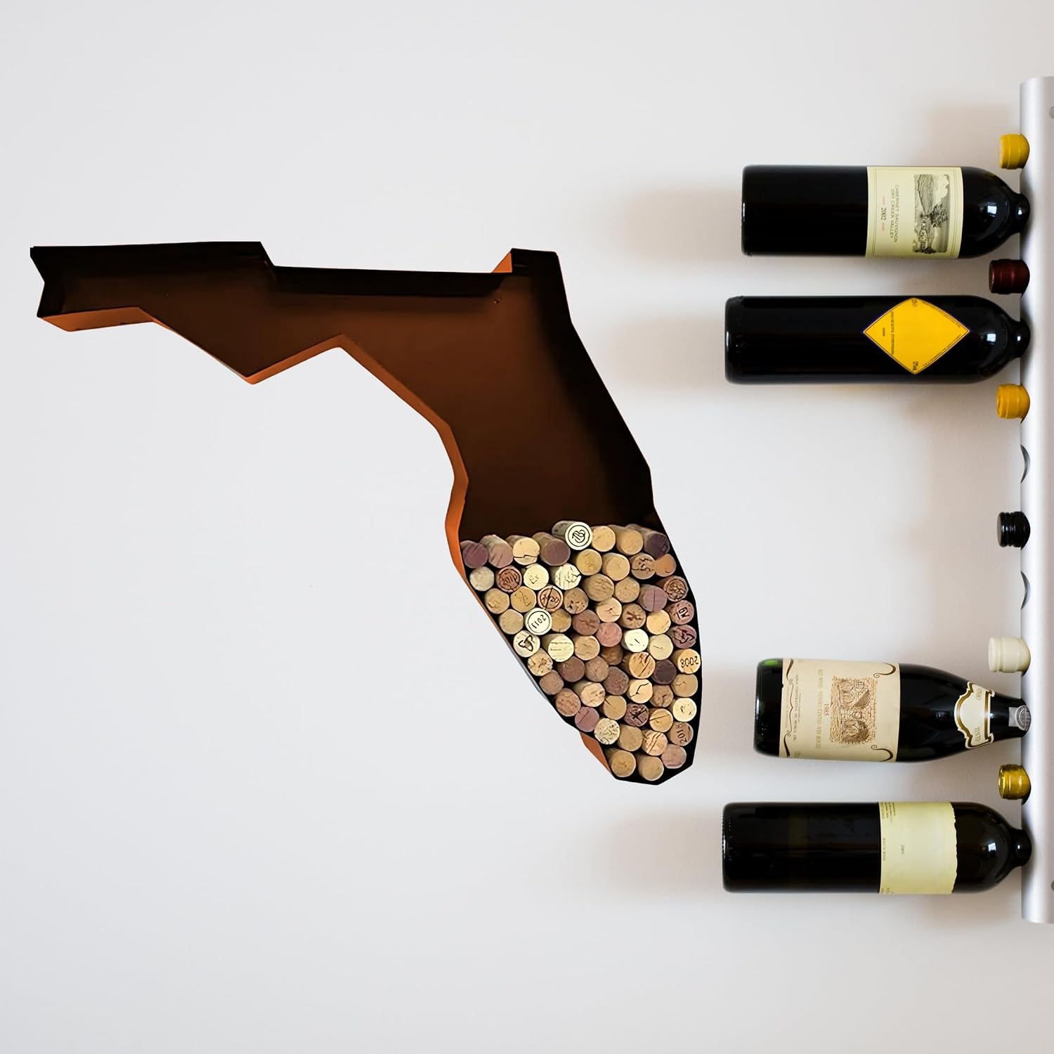 NEONSIGN Florida State Map Wine Cork Holder Metal Arkansas Decor Sign Wine Bar Pub Home Decoration (Brown Patina, 24 in)