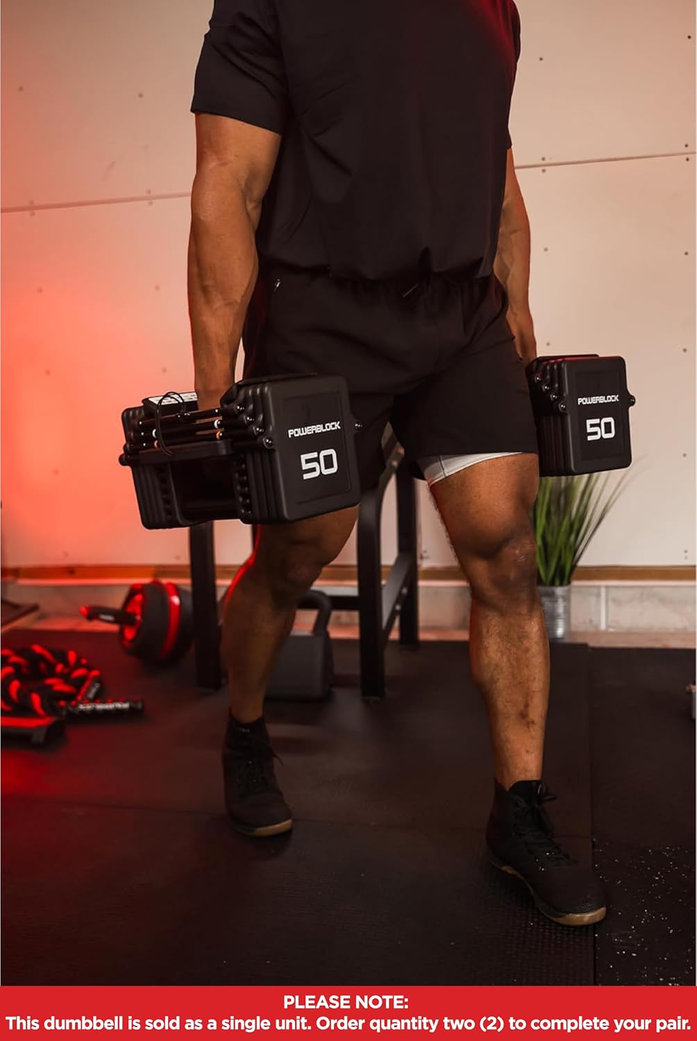 PowerBlock Pro 100 Adjustable Dumbbell, Sold As A Single Unit 5-100 lb Dumbbell – Durable Steel Build, Innovative Workout Equipment, Strength Training