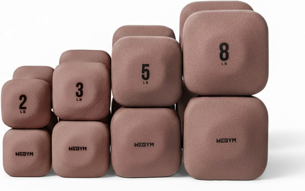 WeGym SafeGrip Square Dumbbells with Anti Slip Handles, Aesthetic Free Weights for Home Workouts, Stable Design Prevents Rolling during Floor Exercises - Set