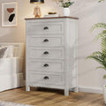 Wananlanen® Farmhouse Dresser for Bedroom, Antique Double Dresser & Chest of Drawer with Vintage Handle and Storage, Wooden Tall Rustic Organizer for Bedroom