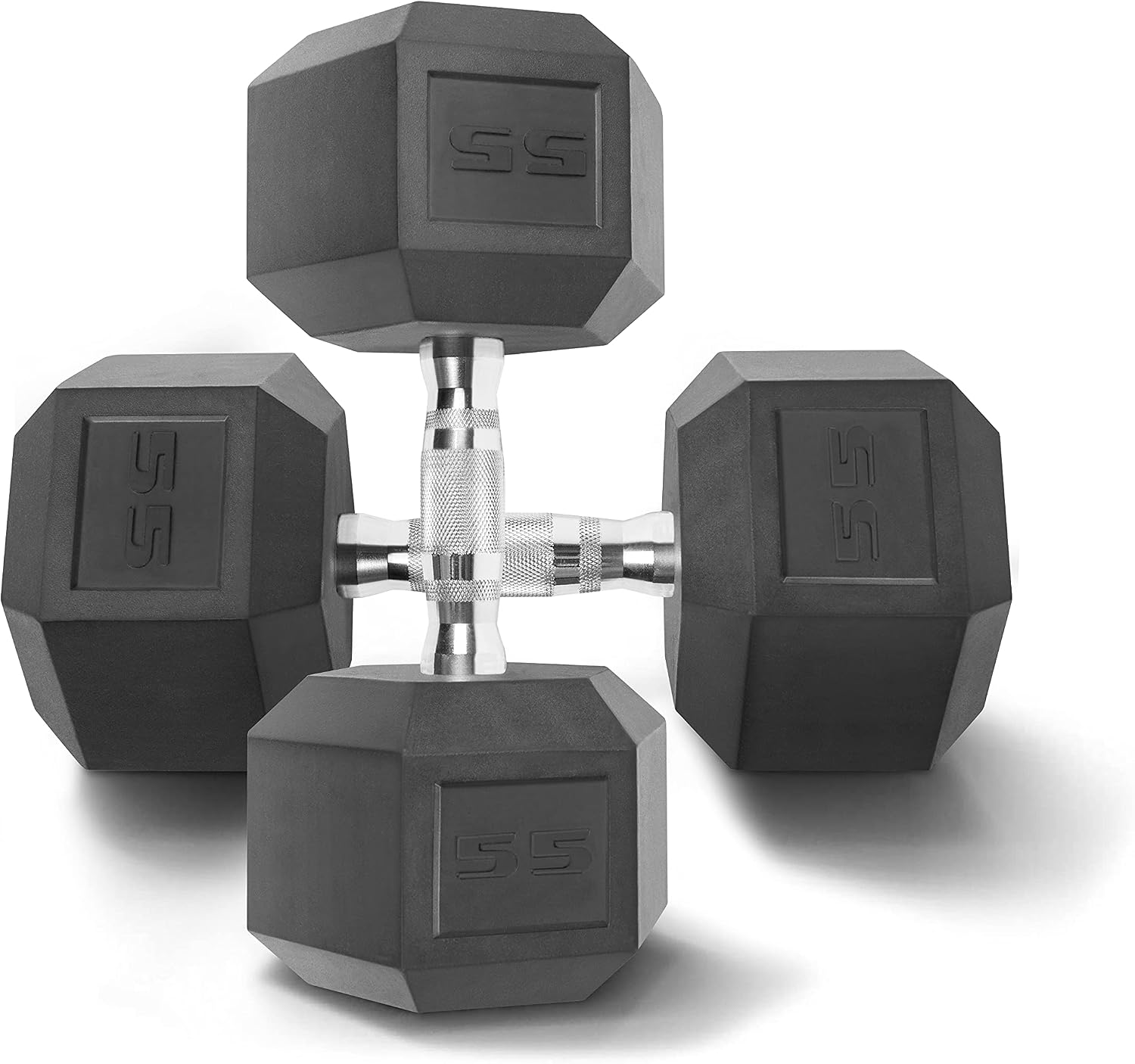 WF Athletic Supply Rubber Coated Solid Steel Cast-Iron Pair Dumbbells, Rubber Hex Dumbbells, Hex Weights Dumbbells for Muscle Toning, Full Body Workout, Home Gym Dumbbells, Pair