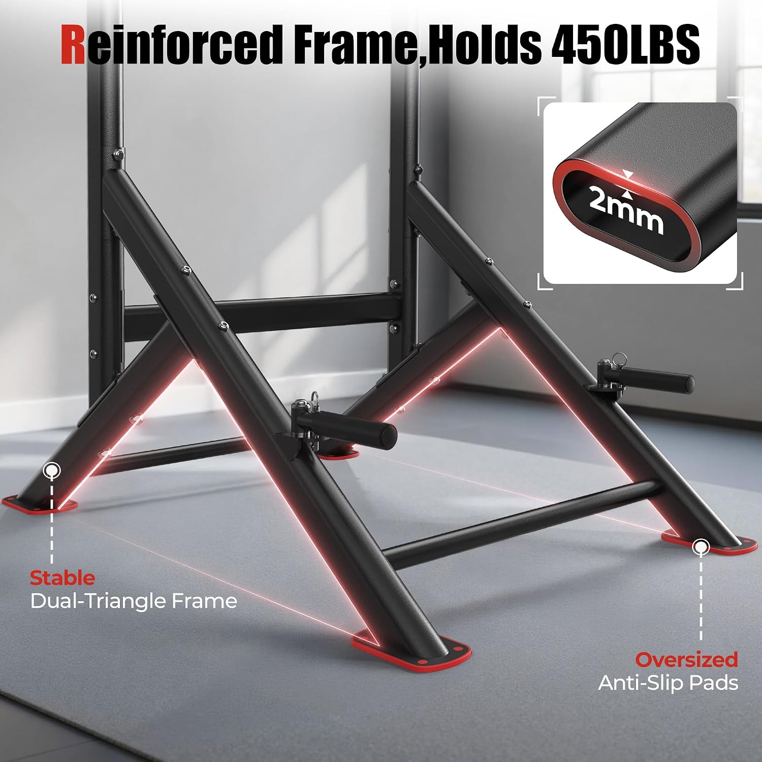 Sportsroyals Power Tower Pull Up Bar Station, 450LBS Stable Pull Up Dip Station for Home Gym Strength Training Equipment | FED Fitness