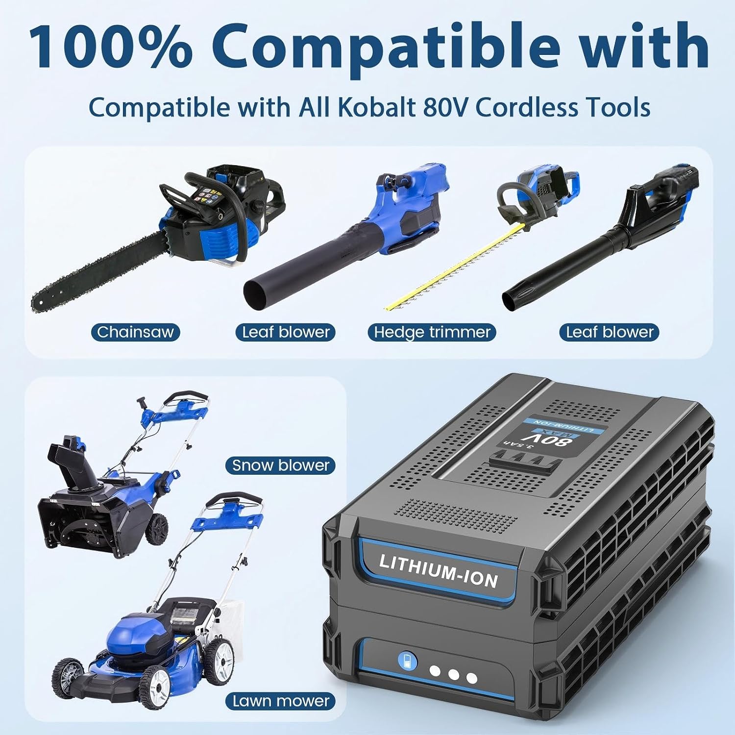 Upgraded 2-Pack 3.5Ah Compatible with Kobalt 80V Battery, Compatible for KB2580-06 KB580-06 KB680-06 KB280-06, Cordless Power Tools