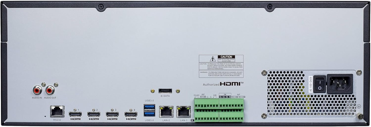GW Security 128 Channel 6K 12MP NVR Video Recorder Alone, Supports up to 128 x 12MP/8MP/5MP IP Cameras, Supports up to 288TB Storage and 8K HDMI (GW55128NSN)