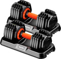 Adjustable Dumbbell Set, 10-in-1 25LB/55LB Ajustable Dumbbells with Safe Locking System, Enclosed Storage Tray, 1 Sec Fast Adjustment, Comfortable Non-Slip Textured Grip, Suitable for Home Gym Workouts Men and Women