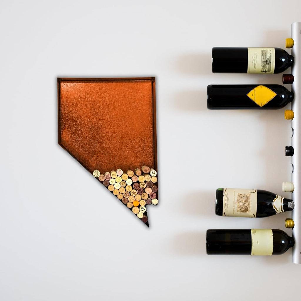 NEONSIGN Nevada State Map Wine Cork Holder Metal Nevada Decor Sign Wine Bar Pub Home Decoration (Brown Patina, 24 inch)