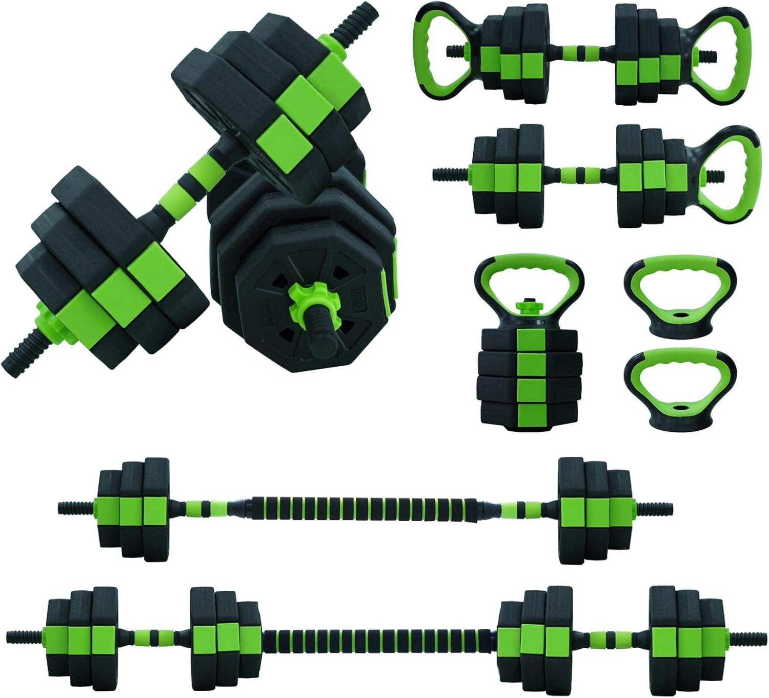 44/66/88 Lbs Adjustable Dumbbell Set, 4-in-1 Free Weights Set with Connector, Fitness Exercise Equipment Used As Barbell, Kettlebells, Push Up Stand, Weights Set for Home Gym Suitable Men/Women