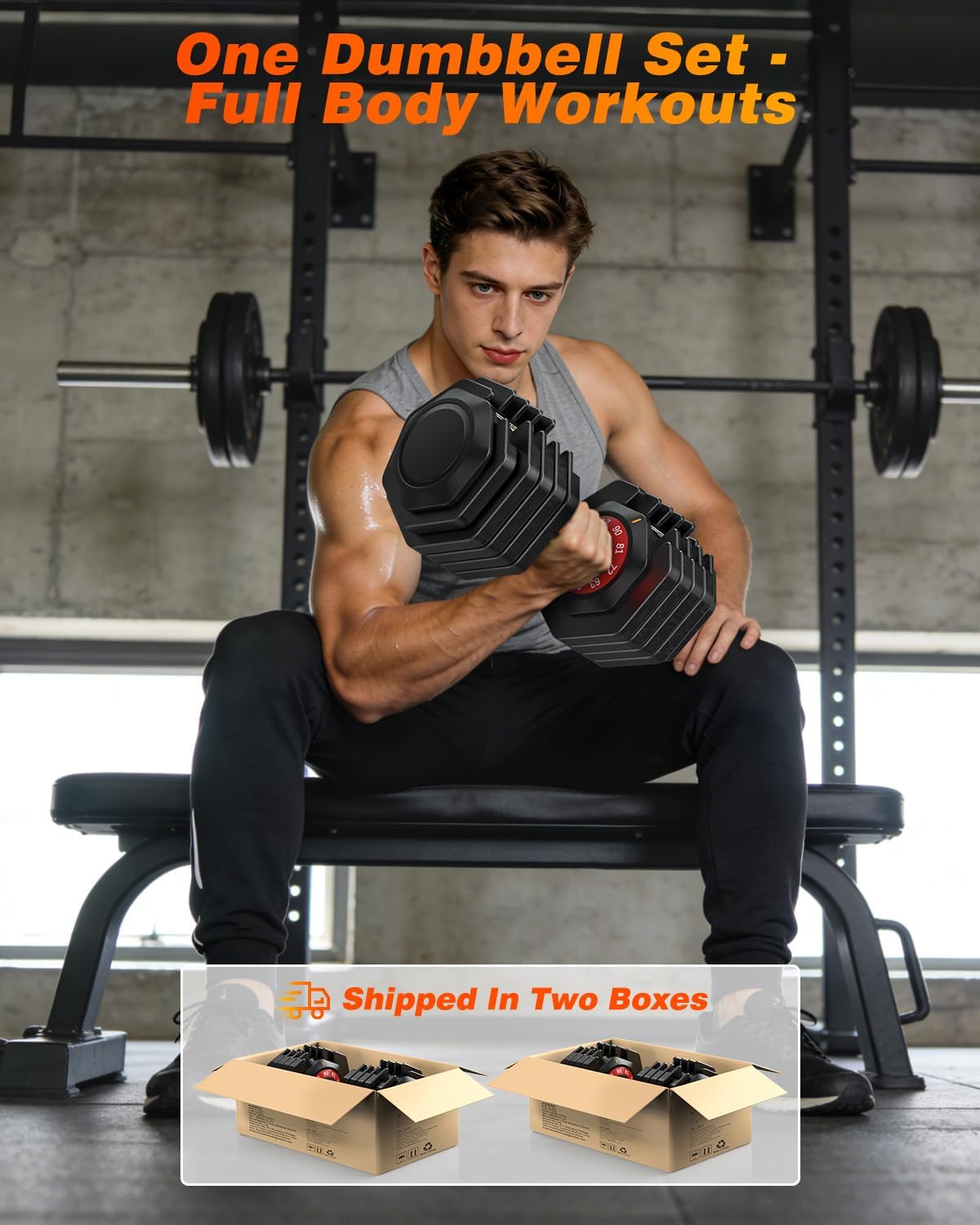 XDDIAS Adjustable Dumbbells Set of 2 for Strength Training, One-Hand Quick Adjust, 25/55/80/90 lbs Options, Anti-Slip Grip Handle, Compact Home Gym Weights for Men Women
