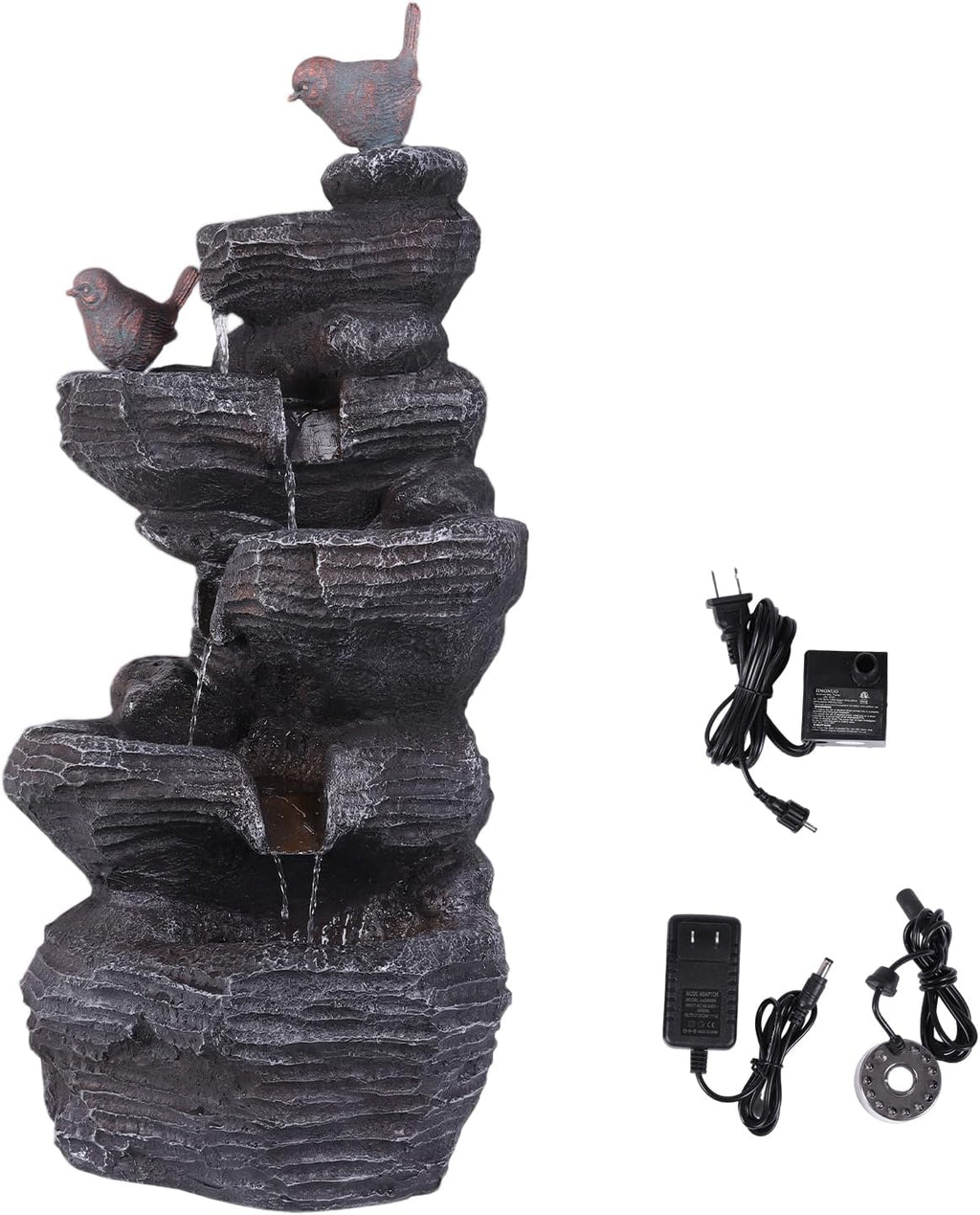 Generic Resin Stone Imitation Waterfall with LED Lights Desktop Waterfall Fountain Tabletop Fountain Relax Meditation Decor for Home Office
