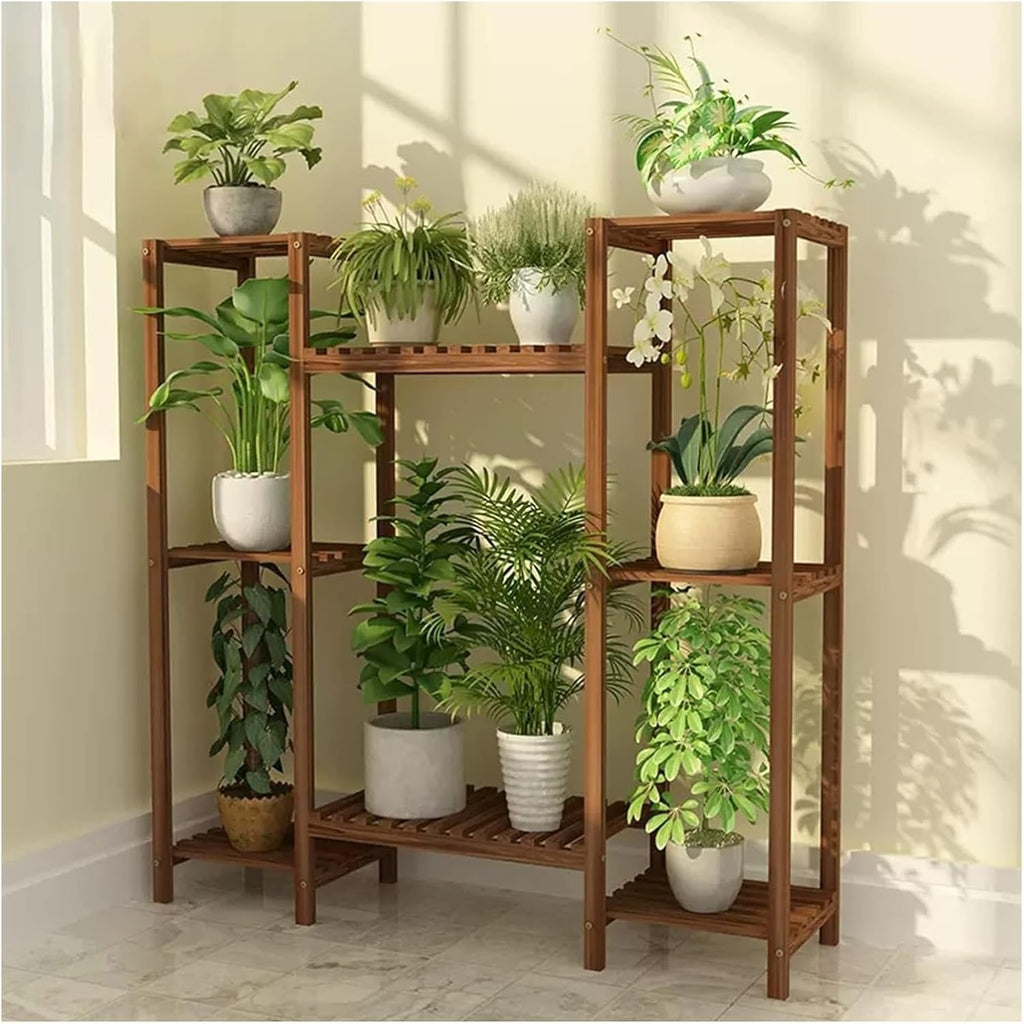 Potting Bench Table,Garden Potting Table, Plant Stand Wooden Outdoor Tiered Plant Shelf 5 TiersLadder Plant Holder Table Plant Pot Stand for Window Garden Balcony Living Room