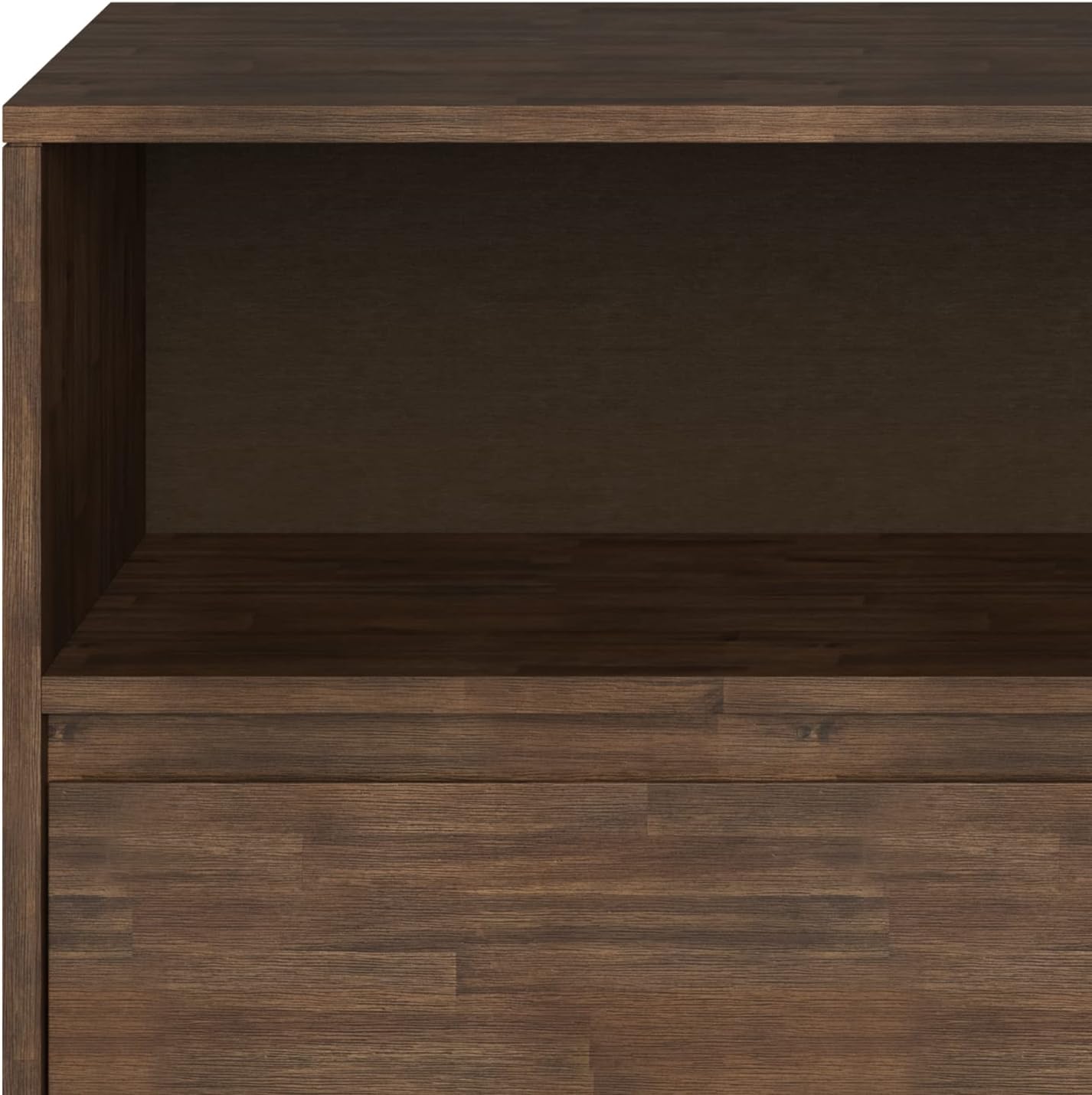SIMPLIHOME Chase Bookcase - 30 inch Tall Solid Acacia Wood and Metal Low Bookshelf in Rustic Natural Aged Brown, Modern Industrial Storage for Living Room or Office with Open Shelves and Metal Frame