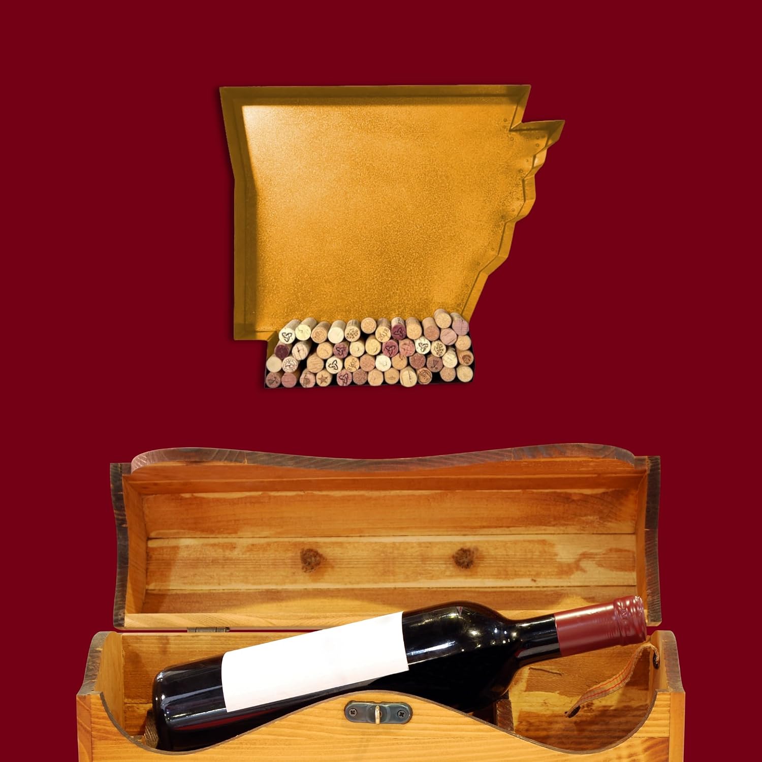 NEONSİGN Arkansas Map Wine Cork Holder Metal Arkansas Decor Sign Wine Bar Pub Home Decoration (Gold, 36 inch)