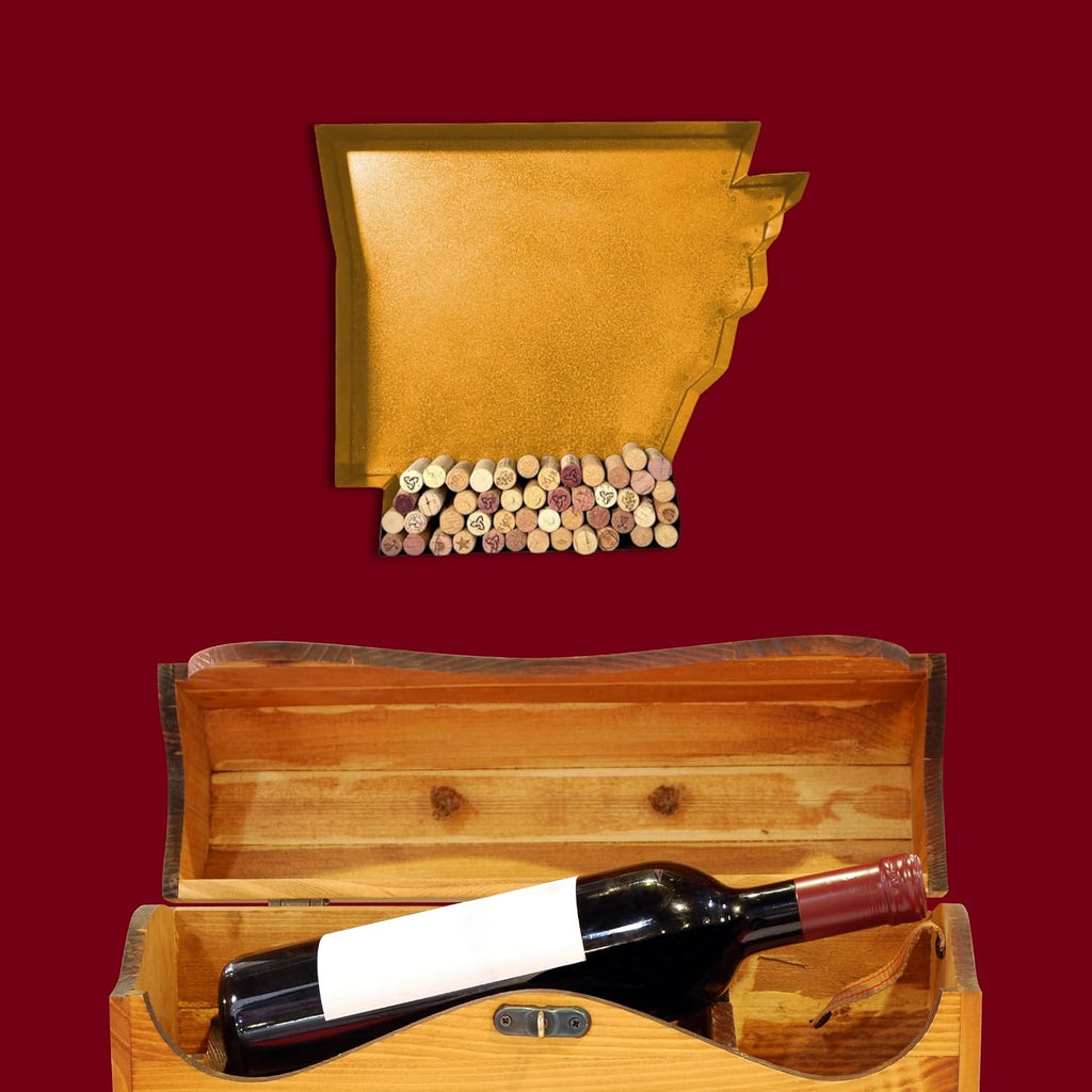 NEONSİGN Arkansas Map Wine Cork Holder Metal Arkansas Decor Sign Wine Bar Pub Home Decoration (Gold, 18 inch)