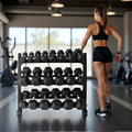 350/450/550 lbs Hex Weight Dumbbells Sets with Rack 5-45lbs Rubber Gym Equipment Coated Dumbbell Free Weights Set for Home Exercises Set of Weights Dumbbells and Rack