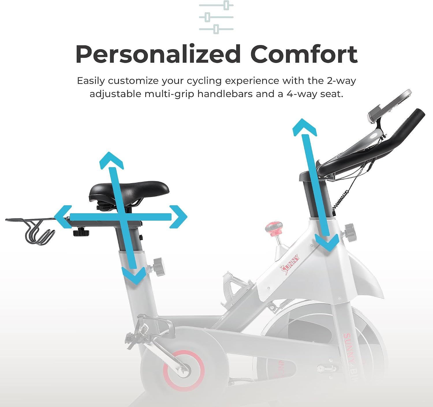 Sunny Health & Fitness Smart Cycling Exercise Bike, Free SunnyFit App Connection, Designed for Intensive Cardio Workout at Home, Adjustable Seat & Handlebar for Comfort Riding
