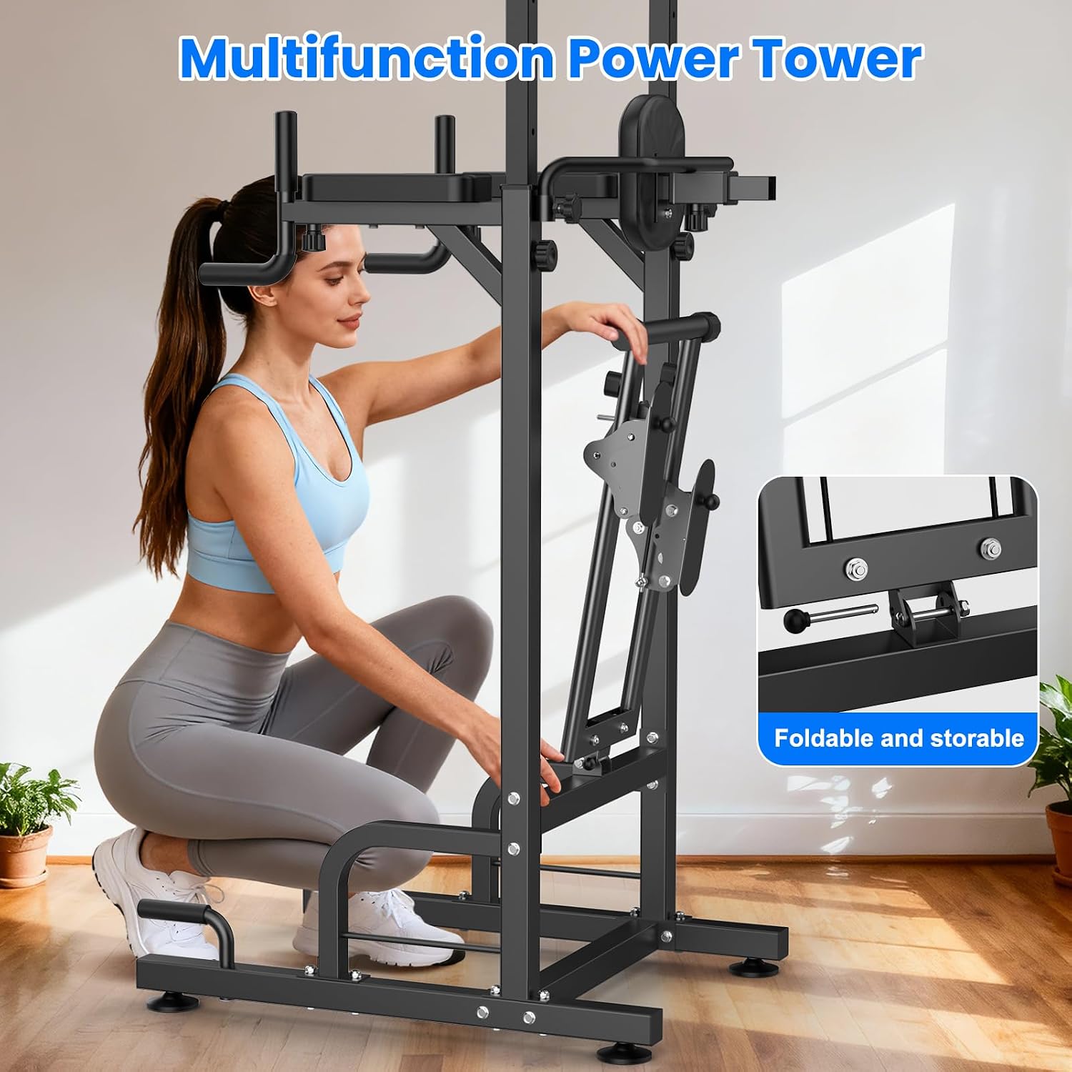 RELIFE REBUILD YOUR LIFE Power Tower Pull Up Bar Station Workout Dip Station for Home Gym Strength Training Fitness Equipment