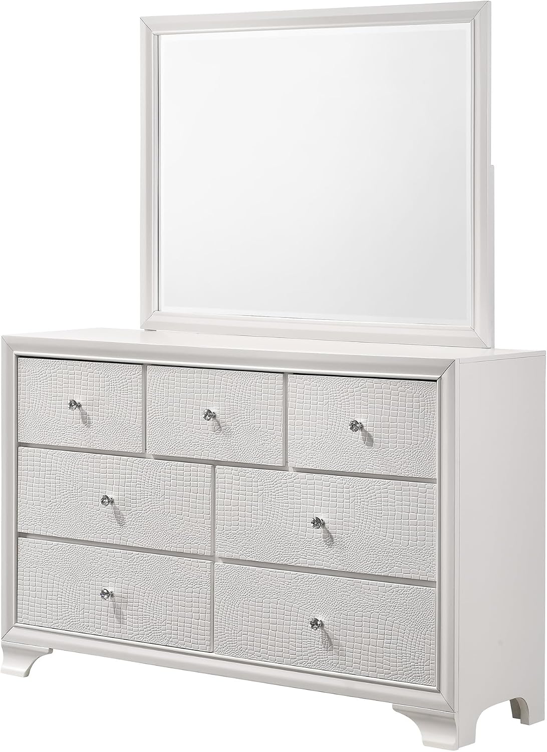 Modern Crisp White Textured Finish Tufted Headboard Integrated LED Lighting Full Size 3pc Bed Set Bedroom Furniture