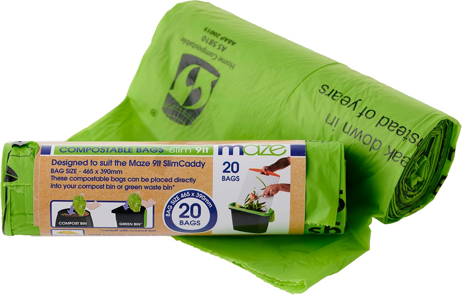 Amazon Exclusive Combo - 48 Gallon Compost Tumbler with Compost Cart, 9 Liter Compost bin, 3 Rolls of Corn Bags and Plant Caddy