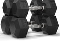 Mikolo Dumbbell Sets with Rack, Rubber Hex Dumbbells, Multiple Choices in 160/200/380/450/550LB, Hand Weights with Chrome Handle for Strength Training