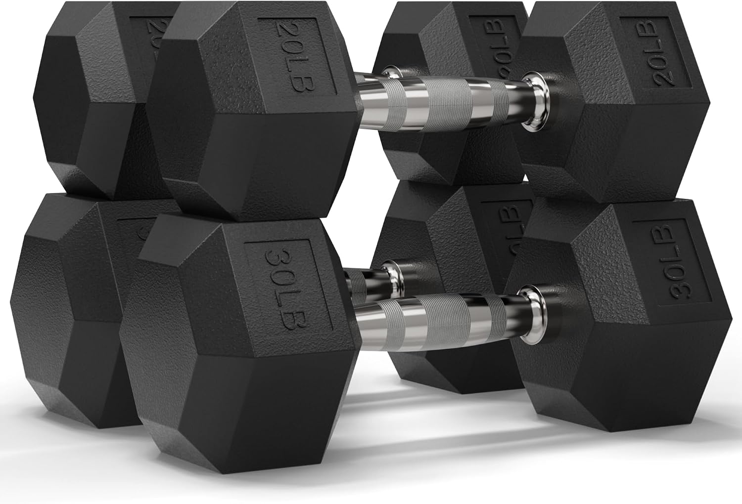 Mikolo Dumbbell Sets with Rack, Rubber Hex Dumbbells, Multiple Choices in 160/200/380/450/550LB, Hand Weights with Chrome Handle for Strength Training